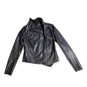 BlankNYC Faux Vegan Leather Asymmetrical Zip Motorcycle Jacket Coat Sz S